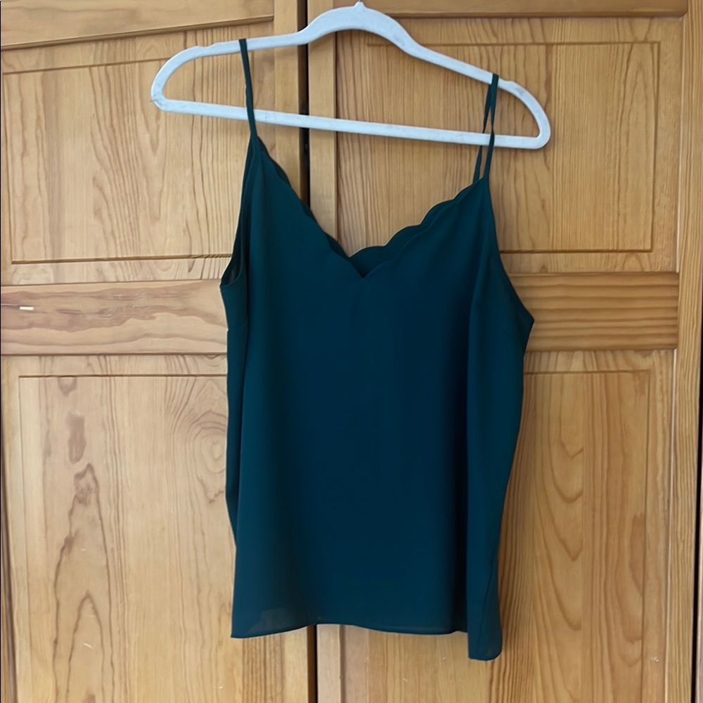 Express Dark Green Scalloped Camisole